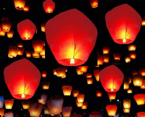 A Liittle Tree-20 Eco-Friendly Chinese Flying Sky Lanterns (Red)