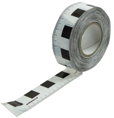 Dönges selbstklebendes Maßband 33 m, 19 mm breit | PVC, sehr reißfest | Millimeterband selbstklebend, Fotoklebeband, Klebeband, Klebemaßband, Klebemassband, Rissbreitenlineal