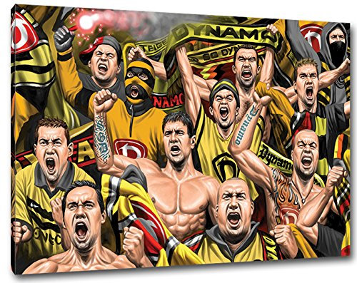 Ultras Dresden, Bild auf Leinwand XL, fertig gerahmt, 80 x 60 cm