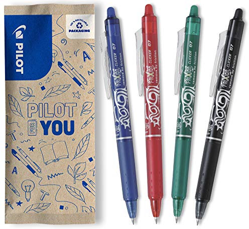 Pilot Tintenroller Frixion ball clicker-Pack mit 3 Walzen Tinten Gele Thermosensitive + 1 freier Medium Point sortiert