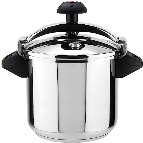 Magefesa Inoxtar - Olla Express Tradicional de 10L, Acero Inoxidable 18/10, Inducción, Cocina Sana, Pomo Rotatorio, Fondo Termo-Difusor de 5 Capas
