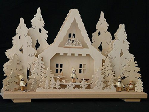 Rudolphs Schatzkiste Schwibbogen mit Haus Kinder und Beleuchtung BxHxT 50x32x7cm NEU Lichterbogen Fensterbogen Spitzbogen Erzgebirge Seiffen Weihnachten Licht Holz Dekoration Beleuchtung