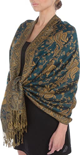 Sakkas 70 x 28 Zweischichtiger Jacquard Paisley Viskose Pashmina Schal/Stola - (20+ Rich Farben)