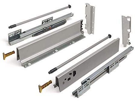 SOTECH Schubkastensystem SO-BOX grau Höhe: 199 mm mit Reling Tiefe: 350 mm Schubladensystem belastbar bis 40 Kg Soft-Close