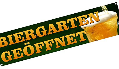 KDS Biergarten geöffnet Spannbanner Banner Werbebanner 2 x 0,5 Meter Plakat