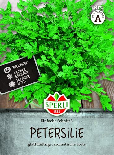 Sperli Petersiliensamen Einfache Schnitt 3 84371, Gemüsesaat | Glattblättrig & starkwüchsig Kräutersamen für Balkon & Freiland, aromatisch & vitaminreich