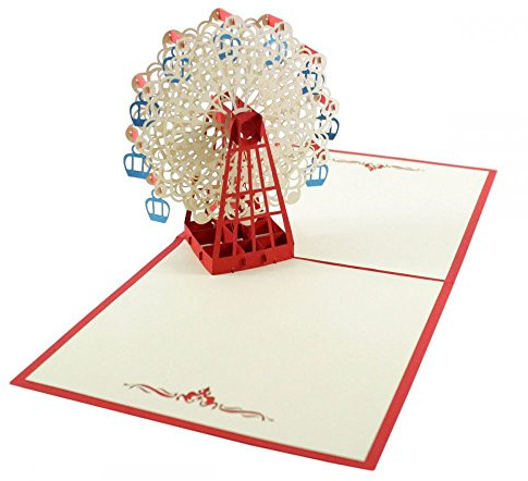 Riesenrad (Rot) als 3D Karte/Pop-Up Karte zum Geburtstag, als Glückwunschkarte oder Grußkarte verschenken