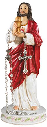 CB Jesus Christus mit Kelch Kommunion Rosenkranz Halter Kunstharz Statue, 20,3 cm