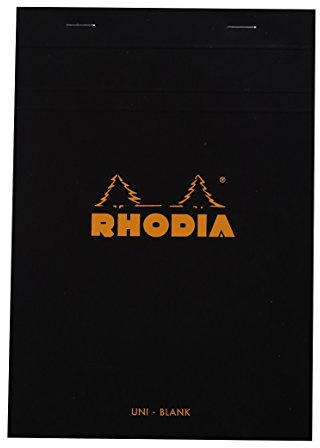 RHODIA 160009C - Bloc-Notes Agrafé N°16 Black - A5 14,8 x 21 cm - Uni - 80 Feuillets Détachables - Papier Clairefontaine Blanc 80 g/m² - Couverture en Carte Enduite Souple, Résistante et Imperméable