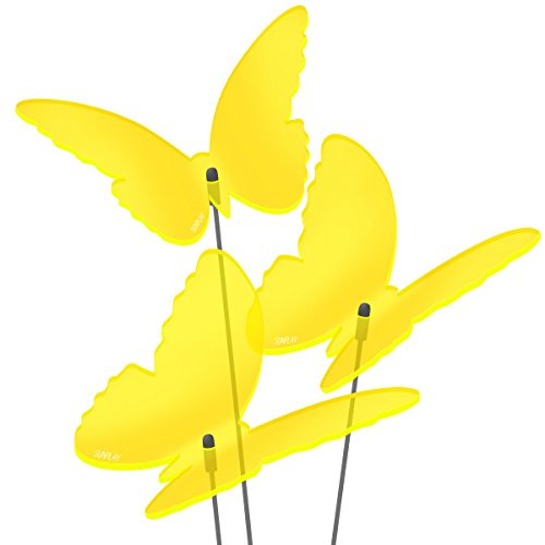 SUNPLAY Sonnenfänger Schmetterlinge Maddy in GELB, 3 Stück je 20 cm Durchmesser im Set + 70 cm Schwingstäbe