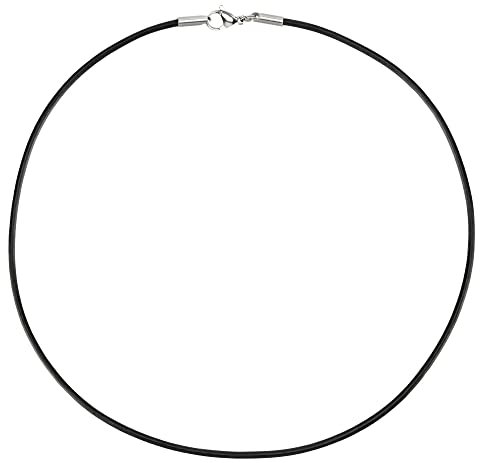 Auroris Echtleder Kette schwarz Dicke 2mm mit Karabinerverschluss ohne Verbindungsring aus Edelstahl/Länge: 45cm