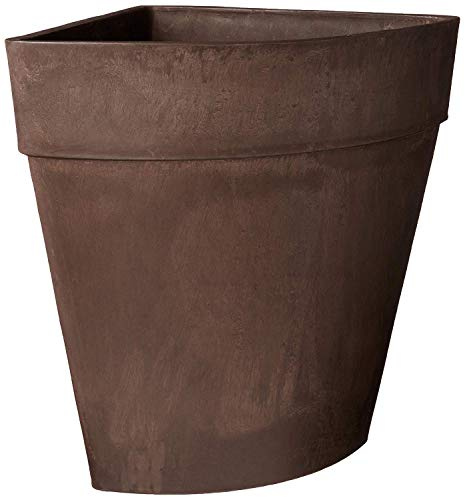 Arcadia Garden Products PSW Pot Collection Corner Triangle Planter Pot for Indoor and Outdoor Plants and Gardens, 13.5-inch x 17.5-inch, Chocolate
