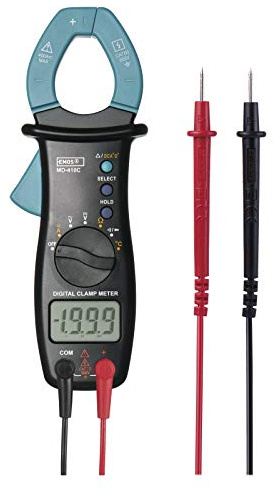 EMOS Digitaler Zangenmultimeter mit Ledertasche und Display, AC, DC Clamp Meter, Spannungsprüfer, Volttester, Spannungstester, Multimeter mit Memory, Messspitzen und Batterien