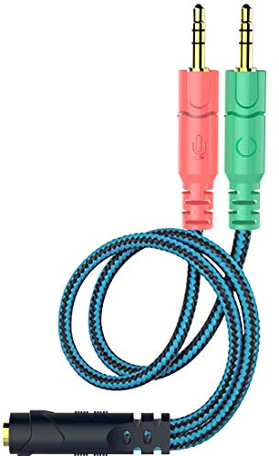 Cavo splitter per cuffie per PC con jack da 3,5 mm, adattatore convertitore femmina con cuffie/microfono che si divide contemporaneamente in 2 doppi maschi audio da 3,5 mm, per computer