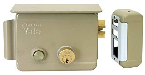 Yale Serratura elettrica da applicare per cancelli Y68880502 sinistra, entrata 50mm, con mandata e pulsante