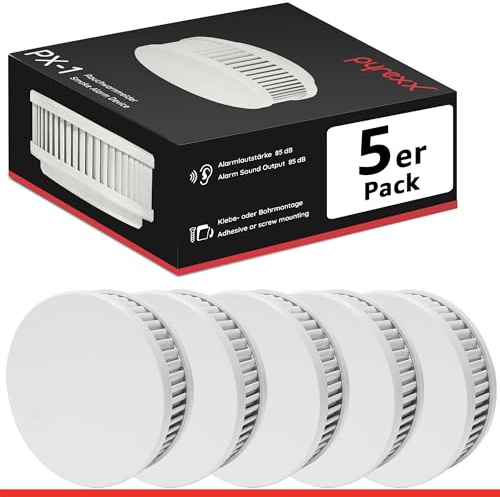Pyrexx Rauchmelder, 5-er Set, weiß, 4260236271339