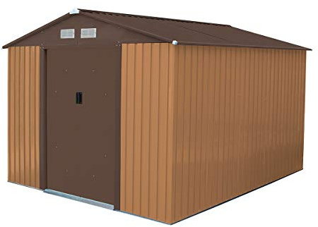 CHARLES BENTLEY Garden Shed, Brown, Zinc, Steel, Shed, Outdoor Storage, Large, Tall, Box, Storage, Tools, Garden Storage, Vents, Lockable Door, Weather Resistant, Rust Proof, Fireproof (8ftx10ft)