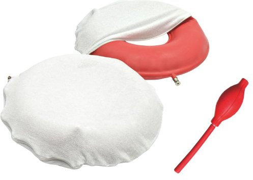 Luftkissen mit regulierbarem Druck 43 cm incl- Luftpumpe und Frotteebezug - Sitzkringel Sitzring