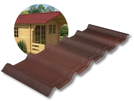 ONDUVILLA Dachplatten Bitumenwellplatten Dachsystem zum Verlegen-Dachmaterial wetterfest&langlebig–Für Carport,Gartenhaus,Schuppen&Vordach–7er Set (rot geflammt, 2,17 m²)