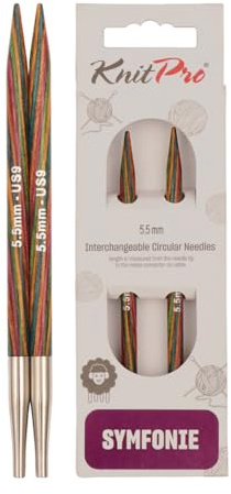 KnitPro 20427, Punte Corte per Ferri da Maglia Symfonie, in Legno, intercambiabili, 5,50 mm