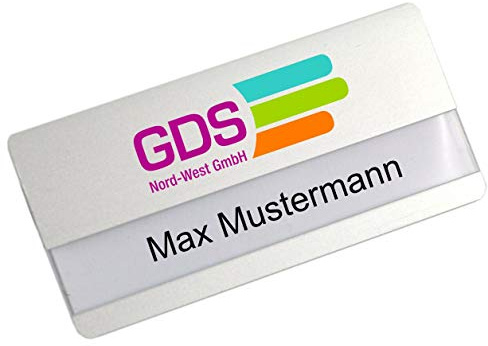 10 Stück Aluminium Namensschilder mit Magnet, individuellem Logodruck, abgerundeten Ecken, Farbdruck mit Ihrem Logo, für Kleidung, selbstbeschriftbar, mit Ihrem Logo