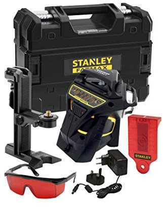 Stanley FatMax Multilinienlaser X3 rot FMHT1-77357 (3x 360° Kreuz-Linienlaser, mit roter Diode, für Innen- & Außenbereich, selbstnivellierend, IP54, inkl. Zubehör, Ladegerät & Aufbewahrungsbox)