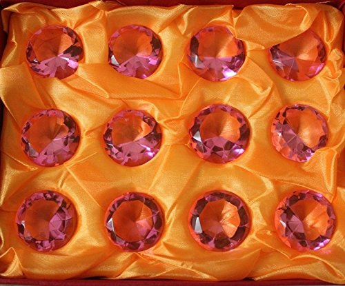 eventkauf 12 Kristalle Diamanten Dekosteine (Rosa, 3cm Durchmesser)