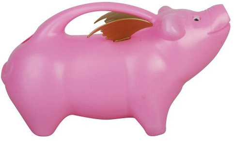 Esschert Diseño Poder de riego, Escena Cerdo del Vuelo, plástico, Rosa, TG87