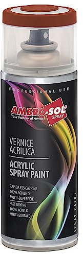Ambro-Sol V4008002 Smalto Acrilico Multiuso, Vernice Brillante per Interni ed Esterni, Adatto per Qualsiasi Tipo di Materiale, Bomboletta Spray in Banda Stagnata Riciclabile 400 ml, Marrone Segnale
