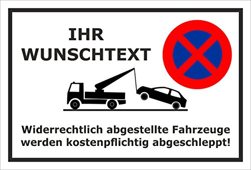 Melis-Folienwerkstatt Parken verboten Schild – mit individuellem Wunschtext personalisiert – 45x30 cm – 3mm Aluverbund – Verschiedene Größen und Materialien