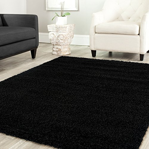 Shaggy Teppich Farbe Hochflor Langflor Teppiche Modern Uni Farben, Farbe:Schwarz, Maße:140x200 cm