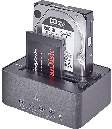 Renkforce - Estación de Acoplamiento para Disco Duro rf-docking-08 con función de clonación, con función de borrado