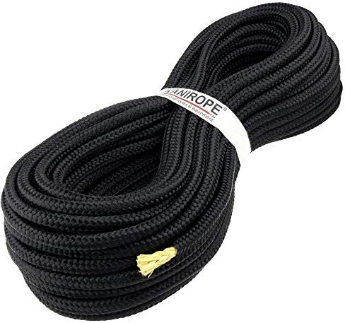 Kanirope® Polyesterseil mit Aramidkern Kevlarseil Seil PARABRAID 4mm 20m Schwarz geflochten