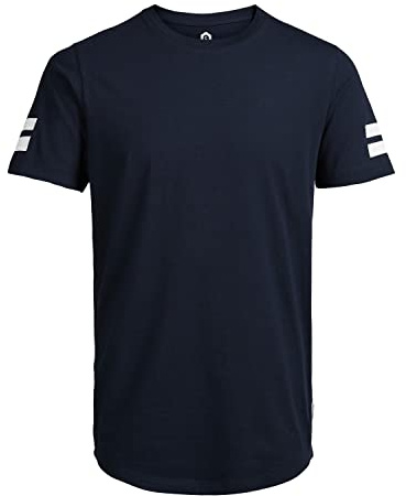 JACK & JONES T-shirt för män randig rund hals T-shirt, Blå (Navy Blazer Passform: reg), M