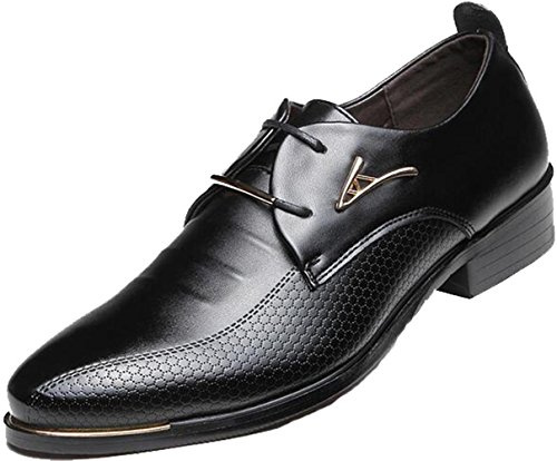 DADAWEN Hommes d'affaires Britanniques Pointu-Toe Chaussures Oxford Quatre Saisons Chaussures-Noir 46