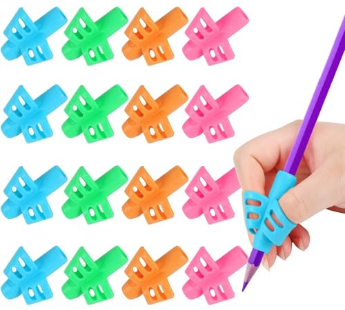 SANNIX 16 Stück Bleistiftgriffe für Kinderhandschrift, Bleistifthalter für Kinder, Handschriftgriff, ergonomische Trainings-Bleistiftgriffe, Schreibwerkzeug für Kleinkinder, Vorschulkinder, Kinder | Handschriftgriff, Ergonomische Trainingsstiftgriffe, Schreibwerkzeug für Kleinkinder, Vorschüler, Kinder