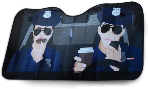 OK Cars AZ-SAA-042 Auto Frontscheibe, Sonnenschutz für die Windschutzscheibe, Frontscheibenabdeckung mit Motiv Polizei, 130x70cm