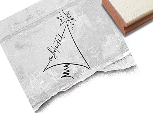 Stempel Weihnachtsstempel Ein frohes Fest mit Baum - Textstempel Weihnachten Karten Geschenkanhänger Basteln Weihnachtsdeko Tischdeko - zAcheR-fineT