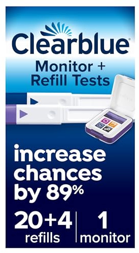 Clearblue Fertility Monitor Advanced (Touch Screen Monitor) + Clearblue Refill Pack for Advanced Fertility Monitor (20 Fertility Tests for Ovulation & 4 Pregnancy Tests), Packaging May Vary