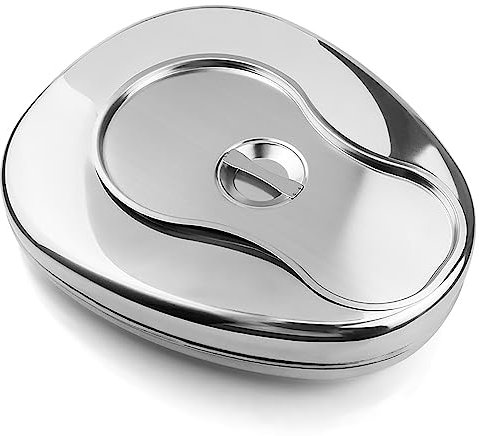 LMEIL Bettpfanne Aus Edelstahl, Bettpfannen-Urinal, Mit Deckel, Bettpfanne Aus Metall, Bettauflage-Toilette, Kürbisförmiges Sitzring-Design, Für Bettlägerige Ältere Patienten, Rollstuhl