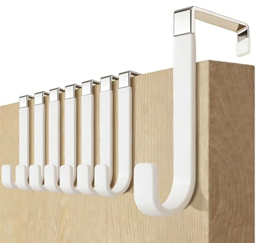 MIVITOOM 8 Pack Over The Door Hook Hanger, Metal Hooks with Soft Rubber Prevent Scratches,Wreath Hanger for Hanging Front Door, Bathroom, Bedroom（Fits Widths Up to 3.7cm）