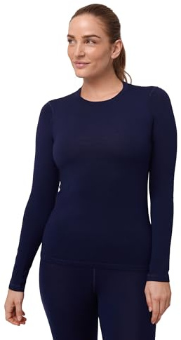DANISH ENDURANCE Haut Thermique en Laine Merinos pour Femme, sous-Vêtements Thermiques. Couche de Base d'hiver, Bleu Marine Foncé, L