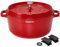 ROSSETTO cacerola oval con tapa, rojo Ø38cm 10,6L cocotte cacerola holandesa con revestimiento antiadherente para hornear, estofar, asar, inducción (Rojo, 28cm Redondo 6,6L)