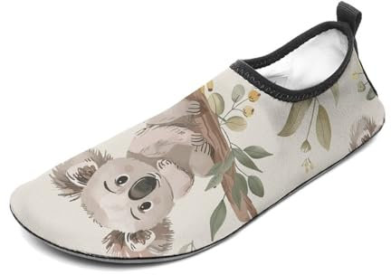 Wasserschuhe für Damen und Herren, schnelltrocknend, Aqua-Socken, Schwimmbad, Barfußschuhe, Blätter und Koala, Strandschuhe, Stil 7, 43/43.5 EU