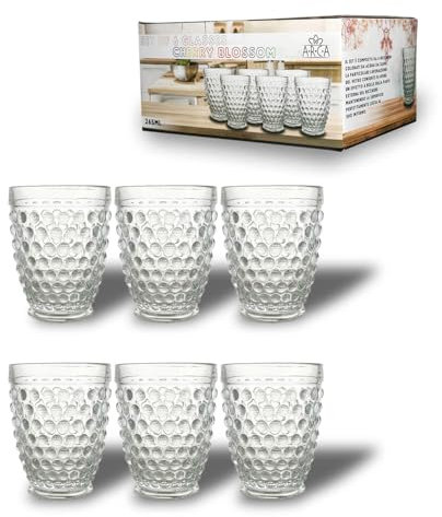 ARCA, Set 6 Bicchieri in Vetro Tasparente Cherry Blossom, 265 ml