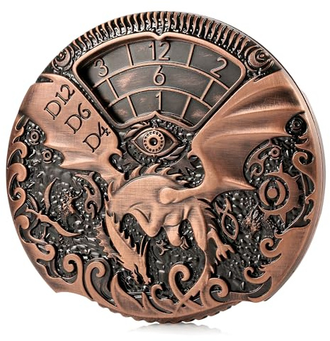 DND Spinner Dice DNDND - Set di dadi 7 in 1, in metallo, con splendida confezione regalo, per giochi da tavolo come Dungeon e Dragon (rame)