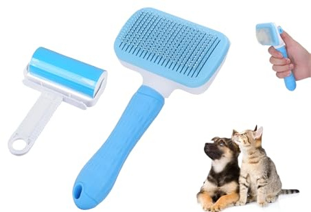 Cepillo para mascotas perros y gatos, elimina pelo muerto, quita pelos peine+ Rodillo lavable Reutilizable, Quita pelusas, removedor de pelos, adhesivo para pelo de mascotas
