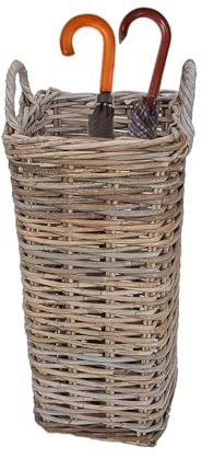 Dibor Willow Wicker Umbrella Stand with Handles Rustic Style Hallway Kitchen Porch Umbrella Storage Basket (Medium)