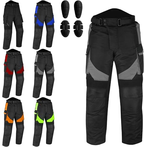 Hive Moto Motorbike Pants Cordura Textile Fabric Enduro Motocross Protective Trouser Motorbike Riding Armor Pants CE Approved (US, Alpha, XX-Large, Regular, Regular, Grey)