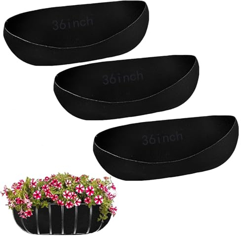 3PCS Fabric Window Box liners - 90cm/36inch Wall Trough Liners - Planter Basket Liner - Hanging Plant Basket Fiber Insert for Planters Garden Fence - Avoid Bird Nesting